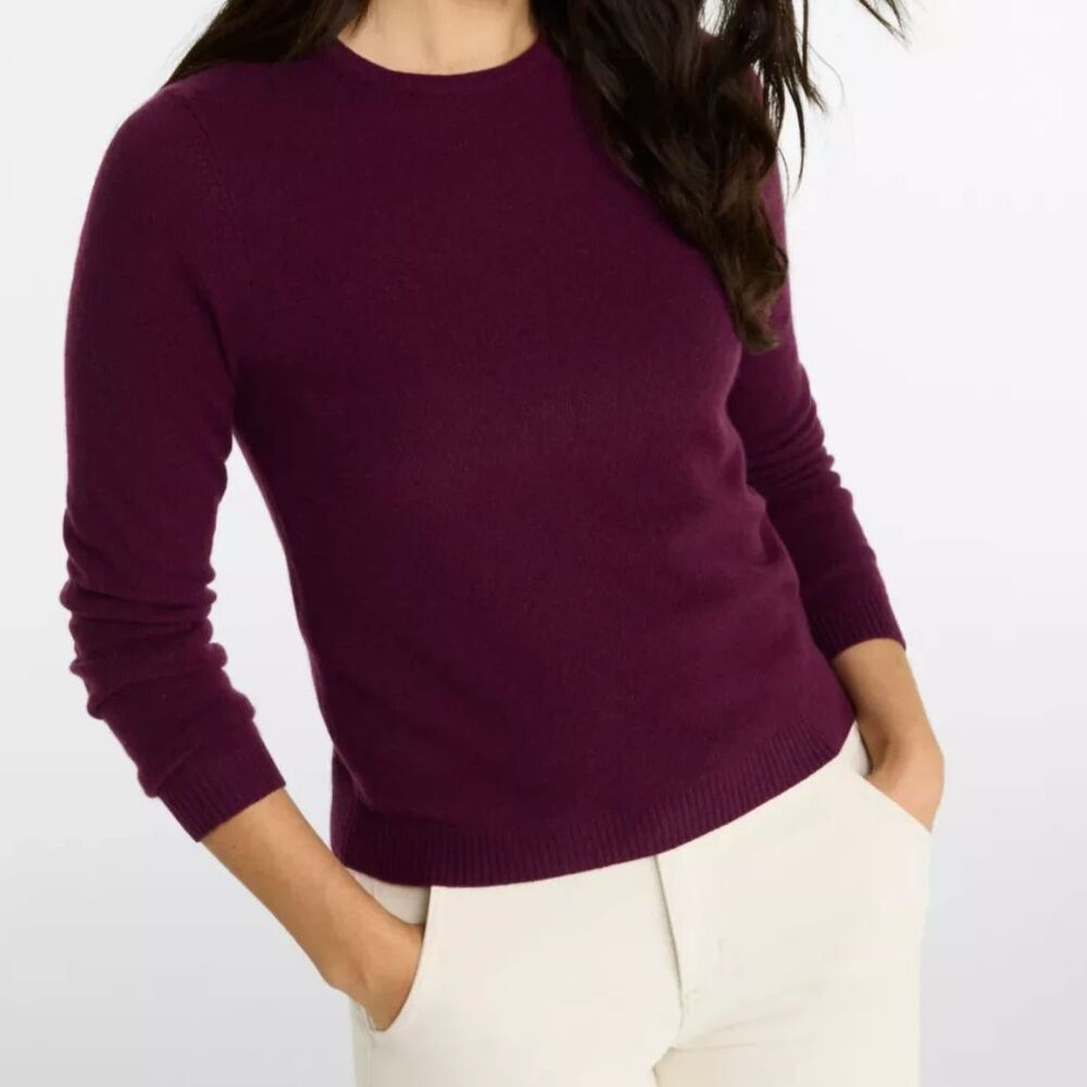 L.L.Bean 100% Cashmere Classic Crewneck Sweater Burgundy XS